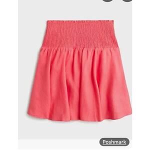 J Crew Womens Xs Pull-On Skirt Linen Smocked Elastic Waist Mini 100% Linen NWT